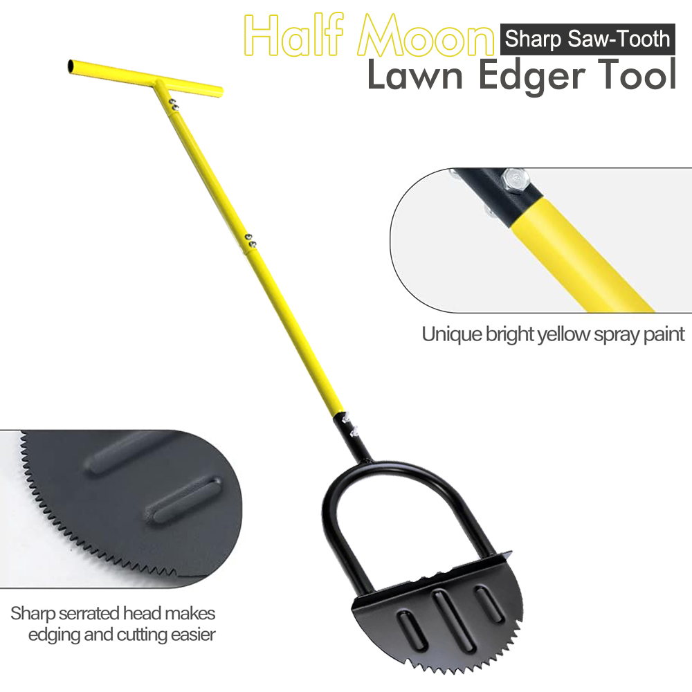 Gardening Tools Edger - พลั่วตัดหญ้าทำจากเหล็กแบบแมนนวลจอบตัดหญ้าพร้อม T-มือจับแบบยึดสำหรับทุ่งหญ้าทางเท้า