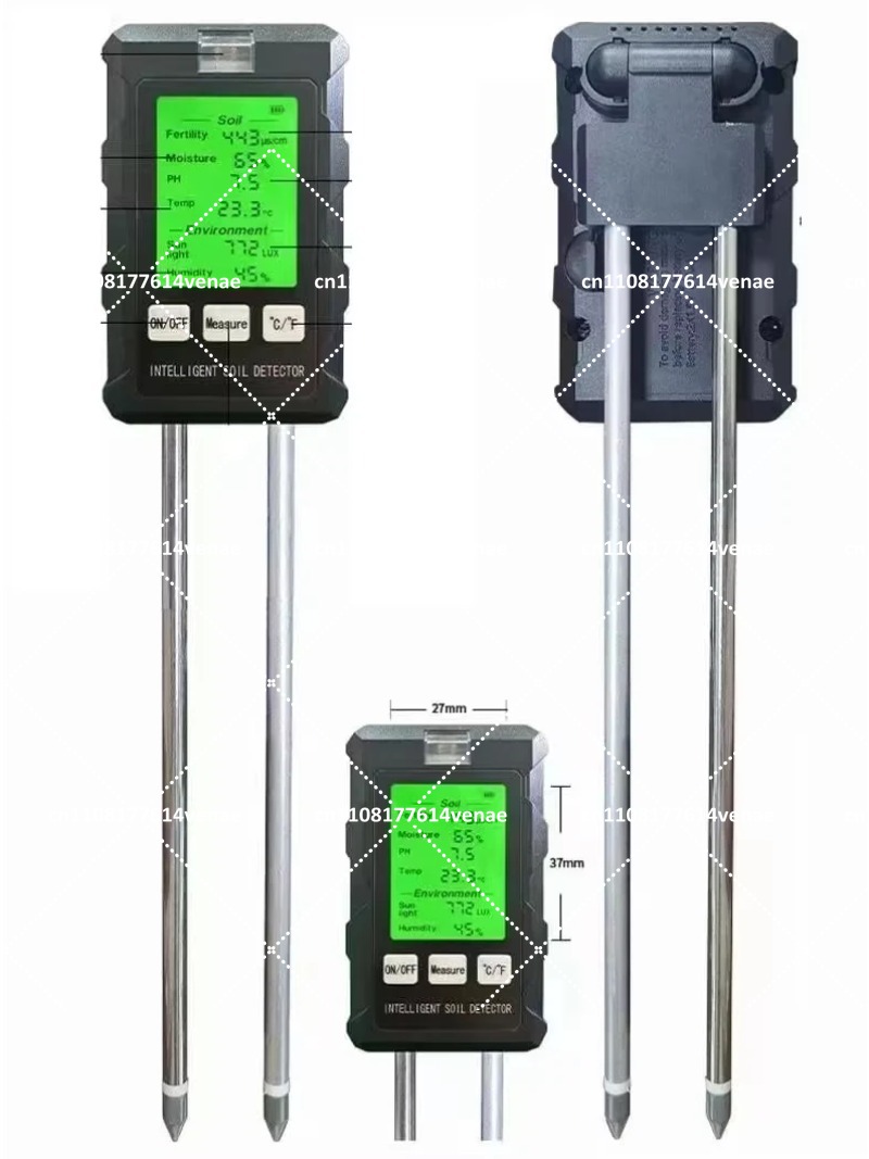 Soil Ph Meter - ชุดทดสอบดิน 6-in-1 เครื่องวัดค่า pH ความชื้น อุณหภูมิ