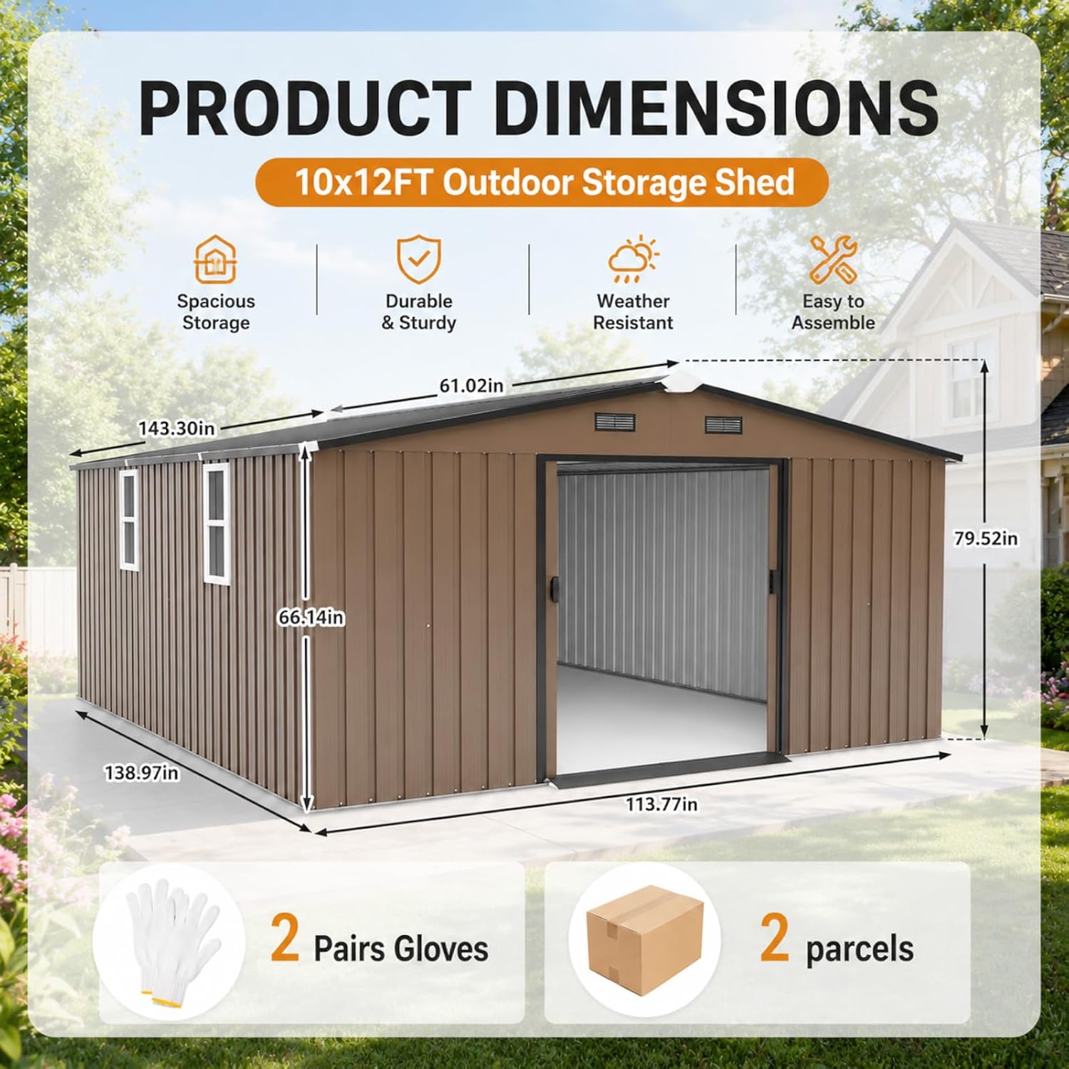โรงเก็บของโลหะ ขนาด 10x12 ฟุต  - Gardening Tools บทวิจารณ์และราคา